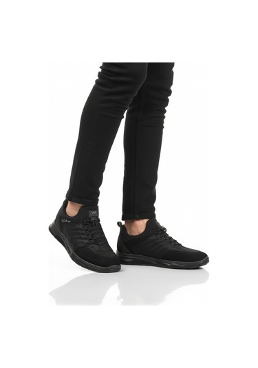 Siyah Elastik Bağcıklı Hafif Esnek Erkek Spor Ayakkabı Dong 2534 M Siyah-siyah