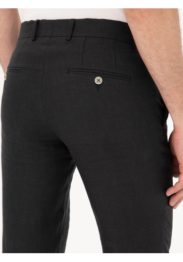 Cacharel Siyah Slim Fit %100 Keten Pantolon