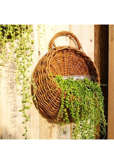 Xindoker Doğal Deniz Çimi Oluşturulan Duvar Montajlı Süs Çiçek Sepeti - Ev Bahçe Dekorasyonu İçin Fonksiyonel Bitki Taşıyıcı Çok Renkli