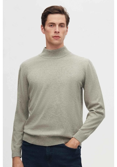 Classics Men Regular Fit Yarım Balıkçı Yaka Basic Triko Kazak-7125 Gri