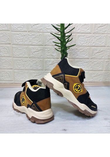 M.p One 3139 Taba - Siyah Fuspetli Cırtlı İçi Polar Erkek Çocuk Bot 001