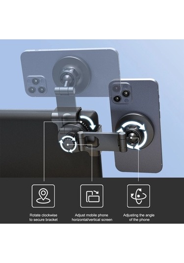 Wondernest Tesla Araba Magsafe Katlanabilir 360 Dönebilen Telefon Tutucu Siyah Siyah