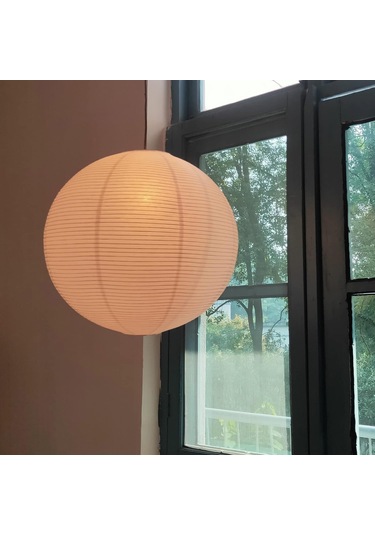 Yifomall Japon Washi Kağıt Ve Bambu Çerçeve Yuvarlak Avize - Oturma Odası, Restoran, Kafe Dekoru İçin Yumuşak Işık - 30 Cm Tekli Avize Kapağı Beyaz