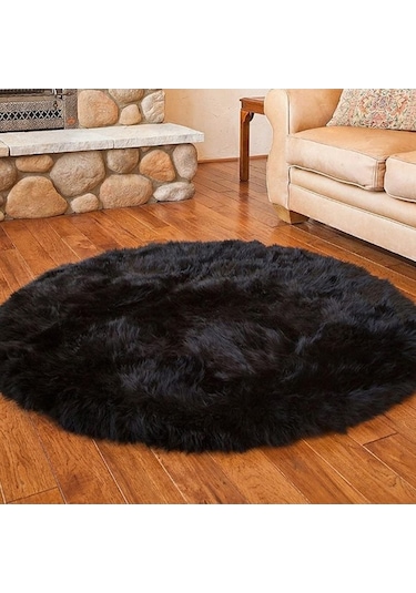 Tongxida Yumuşak Yuvarlak Gri Halı - 60 Cm Saçaklı Paspas - Oturma Odası/yatak Odası Dekorasyonu