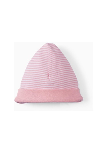 Yenidoğan Şapka Pembe Çizgili Pembe