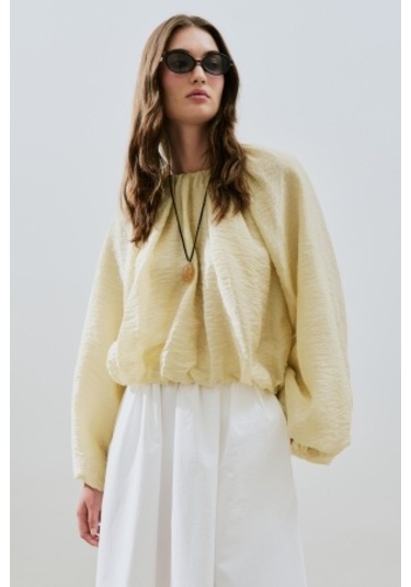 Balon Form Kısa Bluz Soft Sarı Soft Sarı