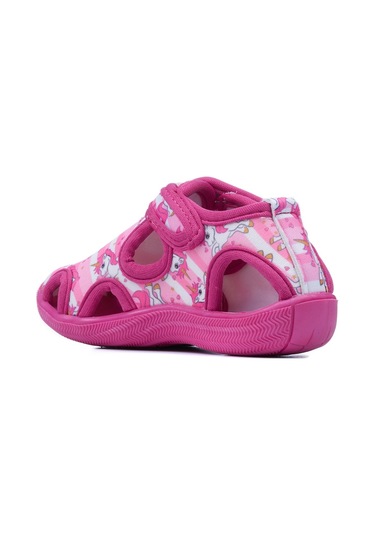 Günlük Unisex Çocuk Aqua Sandalet Esnek Kaymaz Taban Cırtlı Yazlık Deniz Kreş Ayakkabı 141 Fuşya Unicorn