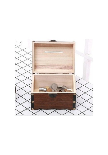 Youmex Eski Stilde El Yapımı Ahşap Kasa, Kilitli Para Kazanma Kutusu, 15x10x10cm, Bayram Hediyesi, Antika Desenli, Kaliteli Ahşap, Para Biriktirme Aleti Haki