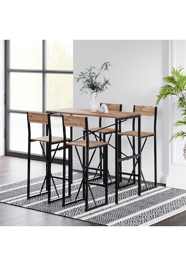 4 Kişilik Gzl Bar Masa Bar Sandalye Sandalye Takımı Çam 1583