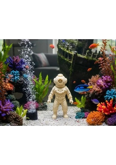 3d Baskı Akvaryum Dalgıç Figürü, Dekoratif Süs -