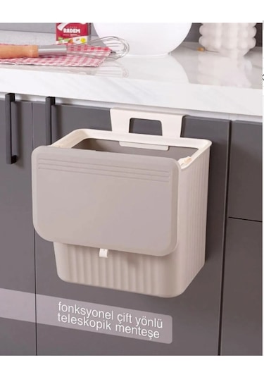 Origa 15 Lt Mutfak Tezgah Üstü Ve Dolap Askılı Çöp Kovası Latte