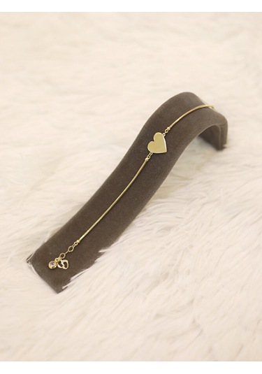 14 Ayar Altın Balık Sırtı Zincir Kalpli Bileklik Altın