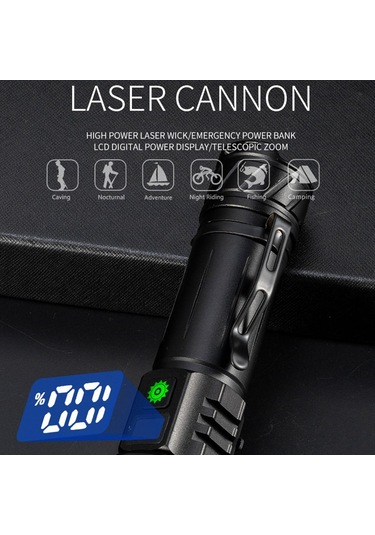 Cbtx A065-lazer Ev Dış Mekan El Feneri 20w Mor Işık Taşınabilir Lcd Ekran El Feneri Pilsiz