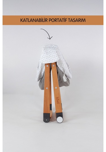 Kiwi Sleeper Anne Yanı Beşik, Portatif, Sallanır, Katlanır, Tekerlekli Bebek Beşiği - Luna Desen Vizon