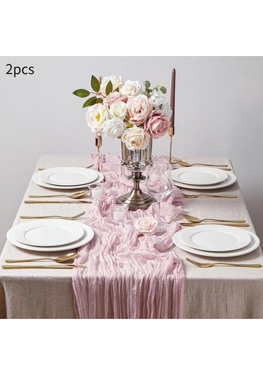 Homyl 2x Şifon Masa Örtüsü Parti Malzemeleri Düğün Gelin Duşu Pembe