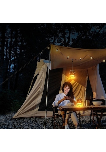 Dancemonkey Vintage Şarj Edilebilir Kamp Feneri - Su Geçirmez, 3 Renk, 40 Saat Çalışma Süresi Siyah Siyah