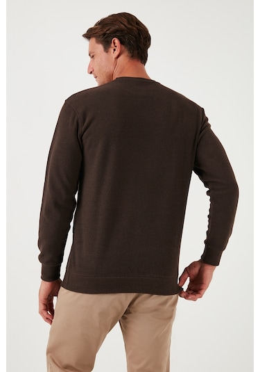 Buratti Slim Fit Bisiklet Yaka Pamuklu Erkek Kazak 456201 Kahve