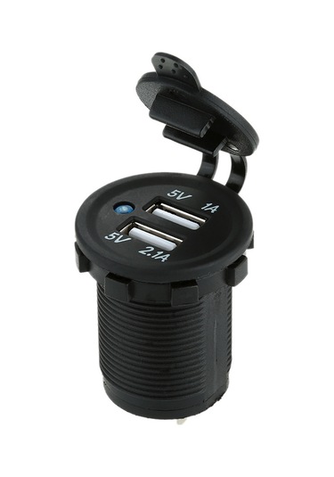 Moveevo Araba Motosiklet Usb Şarj Cihazı, 2 Usb Port 5v 2.1a/1a , Su Geçirmez Kapağı, Mavi Led Işığı, Dc 6-30v Girişi Moveevo Araba Motosiklet Usb Şarj Cihazı, 2 Usb Port 5v 2.1a/1a , Su Geçirmez Kapağı, Mavi Led Işığı, Dc 6-30v Girişi