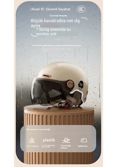 Eternal Luck 3c Kulak Koruma Sıcaklığı Four Seasons Elektrikli Araç Kaskı Beyaz