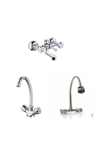 Erce Klasik Banyo Spiralli Lavabo + Eviye Bataryası