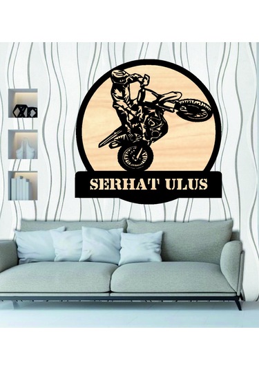 Kişiye Özel Cross Motocross Temalı Ahşap Duvar Tablo