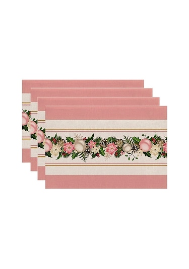 Ulzyvf Pembe-beyaz Pembe Örtüleri Örtüleri Noel Noel Masa Masa Kış Kar I Ağaçları Adet 4 Va Pembe - Beyaz