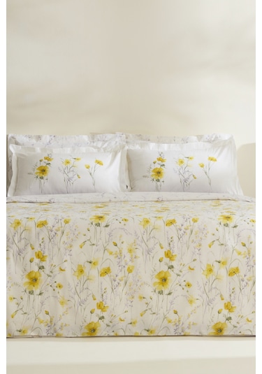 Karaca Home Rosella %100 Pamuk Çift Kişilik Nevresim Takımı Sarı Sarı