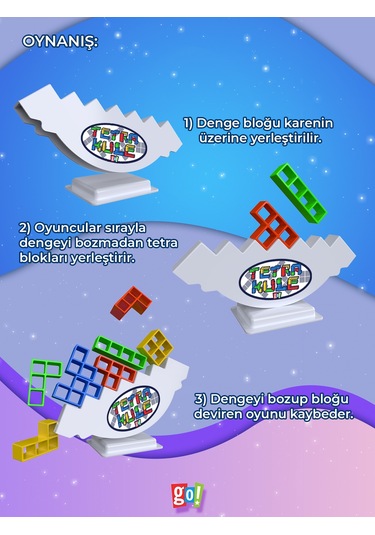 Tetra Kule Renkli Yapı ve Tasarım Eğitici Denge Oyunu 18 Parça