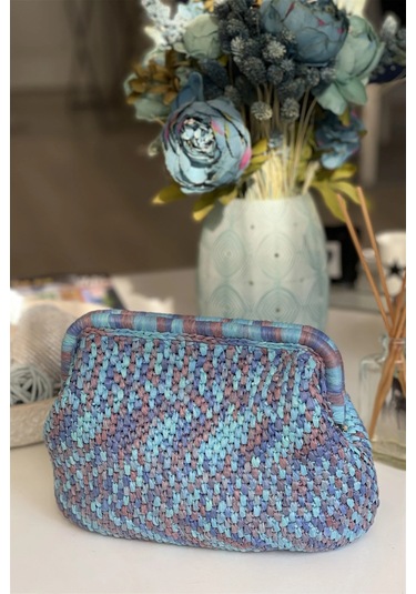 El Yapımı Gök Mavisi Basic Örgü El Çantası Gök Mavisi