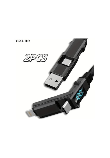 Honeybeeshop 2 Adet 100 Cm 100w Usb A Type C Lightning 4ü 1 Arada Hızlı Şarj Kablosu İphone Uyumlu Samsung Xiaomi İçin