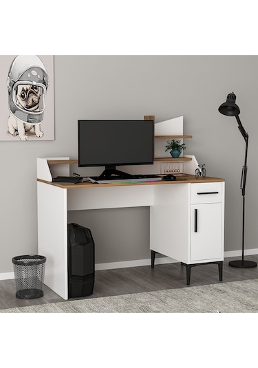 Zeta Çalışma Masası Bilgisayar Masası Ofis Masası Beyaz - Kemençe