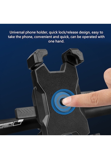 Wezone Motosiklet Bisiklet Araç Telefon Tutucu Pla-01: 360 Döner, Şok Emici, Hızlı Kilitleme, Siyah Çubuk Tipi Siyah