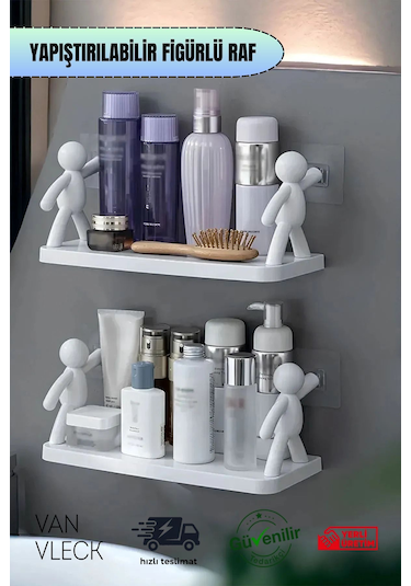 1 Adet İnsan Figürlü Kendinden Yapışkanlı Craft Banyo Rafı