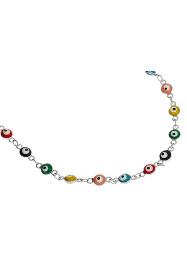 Celikchi Kadın Rengarenk Göz Model Çelik Halhal Silver