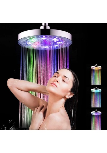 Ulzyvf Renk Değiştiren 8 İnç Led Yağmur Duş Başlığı - Otomatik Sıcaklık Sensörlü Diğer