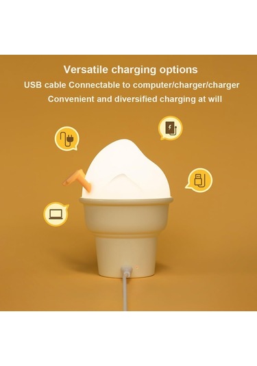 Dondurma Ördek Gece Lambası, Silikon Emzirme Lambası, Usb Şarj Edilebilir Diğer