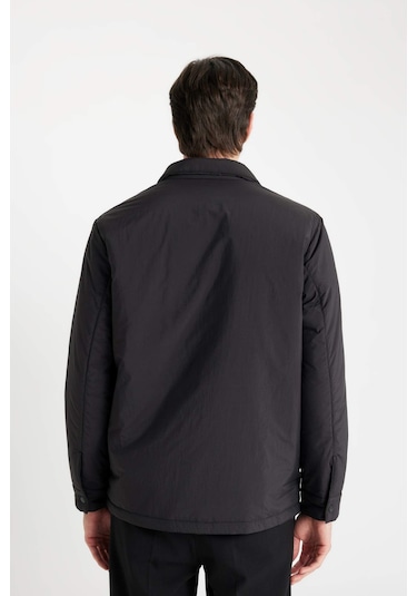 DeFacto Siyah Su İtici Şişme Mont Slim Fit Dar Kesim Gömlek Yaka Çıtçıtlı Cepli D1230AX24WNBK27