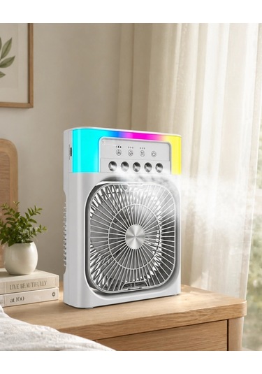 Buğz Su Buharlı Mini Klima Fan Rgb Işıklı Taşınabilir Serinletici