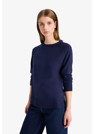 Defacto Relax Fit Bisiklet Yaka Kazak I6913az25wnnv131 Lacivert