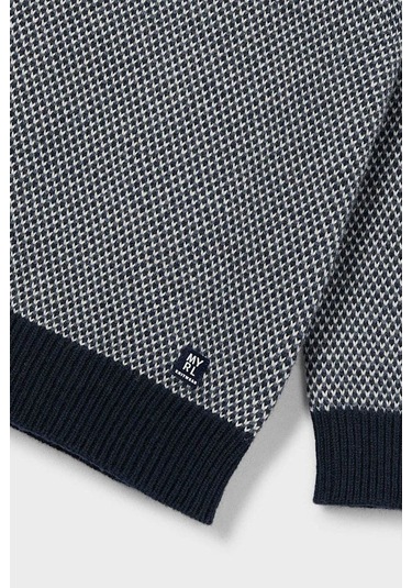 Erkek Çocuk İki Renkli Petek Desenli Triko Kazak - Lacivert Siyah