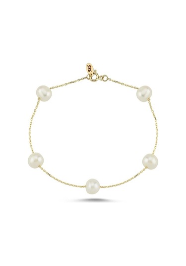 6,5 Mm Çıtır Doğal İnci Bileklik 19 Cm / Beyaz Beyaz Beyaz Altın