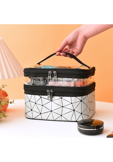 Dekohop Pu Deri İki Bölmeli Makyaj Çantası