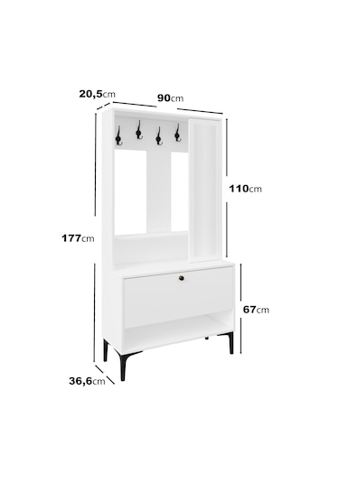 Valentino White Raflı,aynalı,kapaklı Ayakkabılık/vestiyer/portman