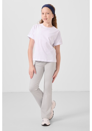 Tommylife Taş Esnek Standart Fit Basic Performans İspanyol Paça Kız Çocuk Tayt - 75193 Taş