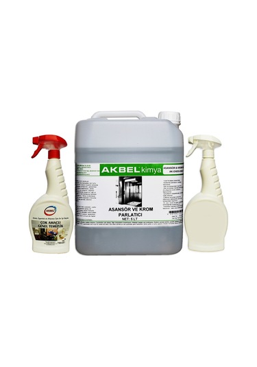 Akbel Asansör ve Krom Parlatıcı 5 L + Çok Amaçlı Genel Temizlik Spreyi