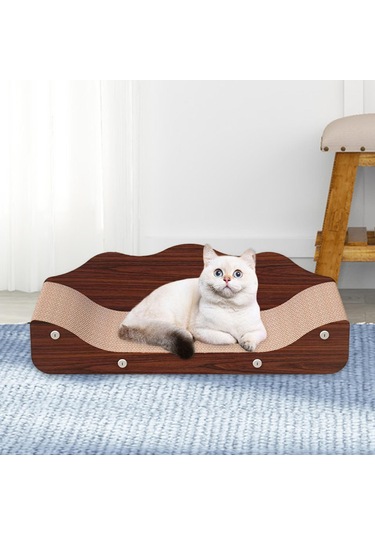 Suntek Oluklu Kağıt Kitten Scratcher Nest Yatak Taşlama 60cmx24cmx20cm-kırmızı