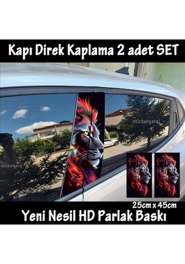 Aslan Folyo - 2kapı İçin 2adet Sticker Kaplama - Tuning Modifiye
