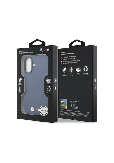 İphone 17 Uyumlu Kılıf Bmw Lisanslı M-safeli Metal Logolu Delikli M Dizayn Deri Kapak Lacivert Lacivert