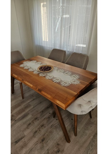 Çınar Desen Fransız Dantelli Keten Gardeya Lüks Runner