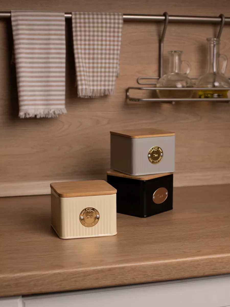 Agness Siyah Altın 800 Ml Metal Kapaklı Çay Kavanozu 167236299